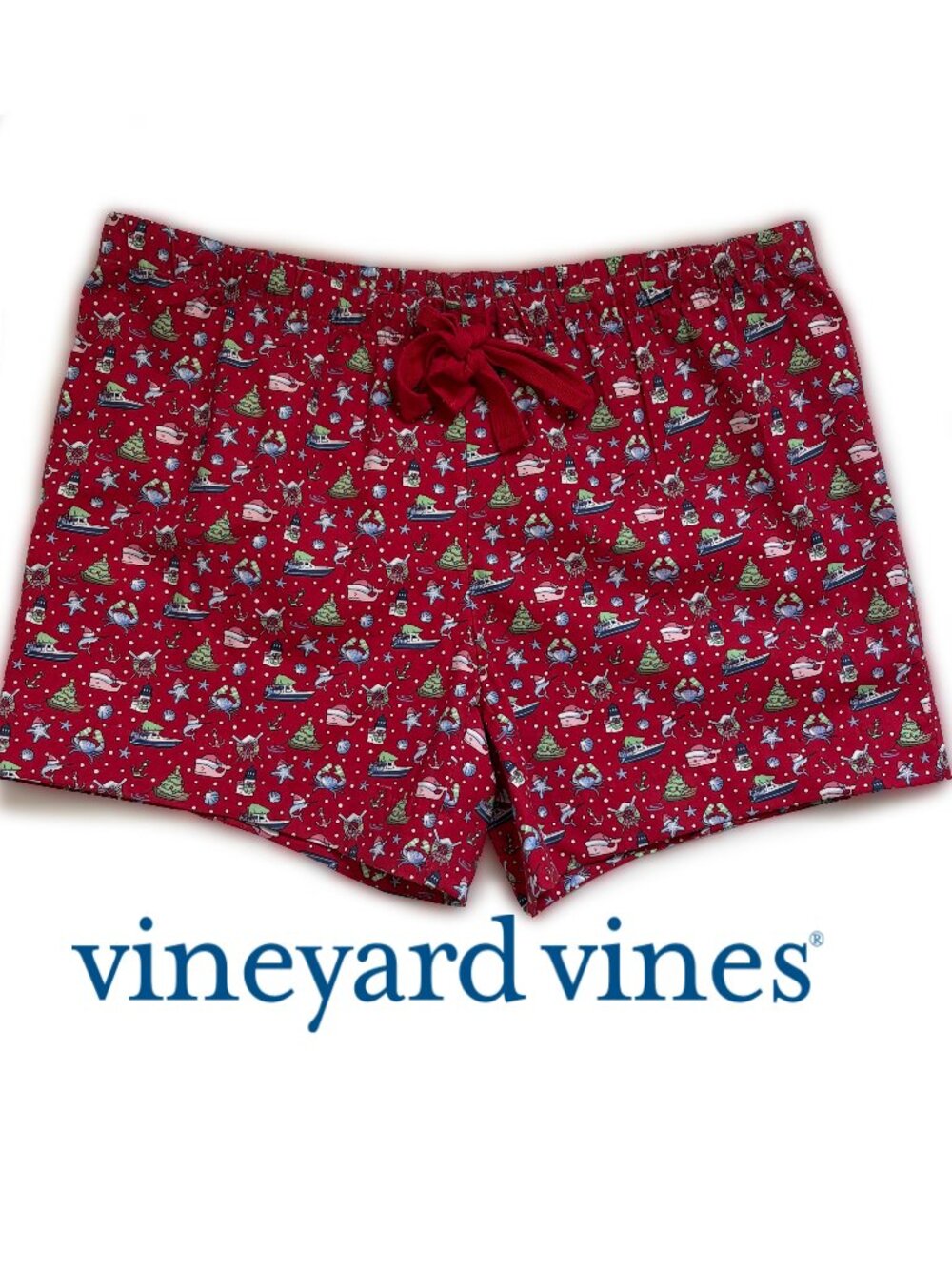 Vineyard Vines Christmas Sleep Shorts Nautical Print NOT FLANNEL -- NEW